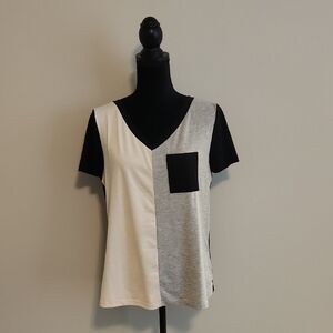 Colorblock V-Neck Women Top